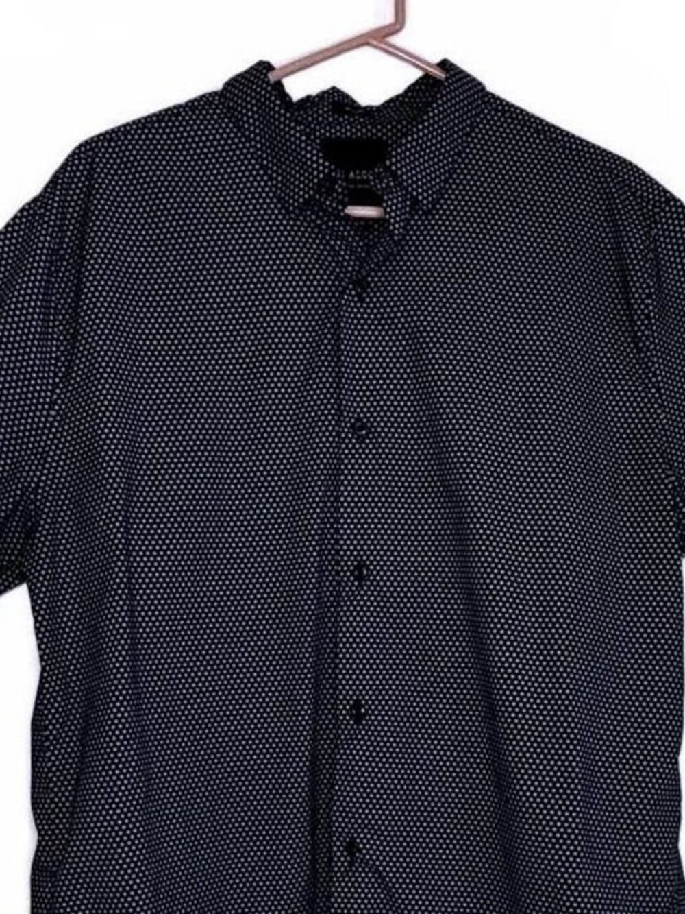01.Algo Men’s XL Short Non Iron Button Down LS Navy White